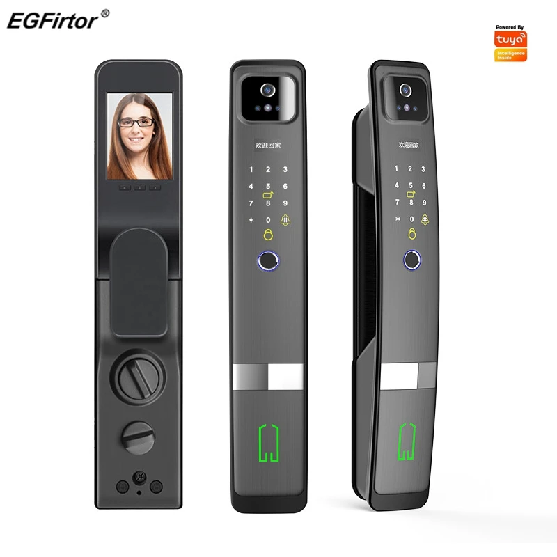 Tuya 3D Face Recognition Security Safety Electronic Fingerprint Lock Cat Eye Camera Take Picture Password Smart Door Lock