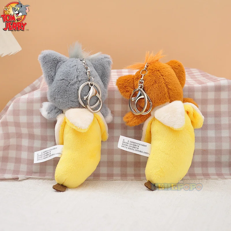 Hot 10cm Fun Banana Shape and Adorable Ice Cream Shaped Cartoon Tom and Jerry Plush Keychain