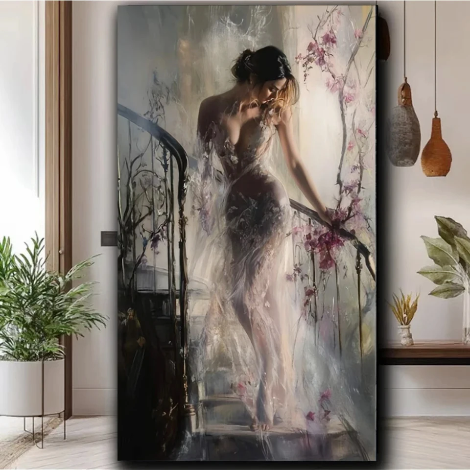 

Большая картина алмазной мозаикой DIY: Сексуальная женщина, полная квадратная/круглая алмазная вышивка, декор для дома, мультяшный стиль