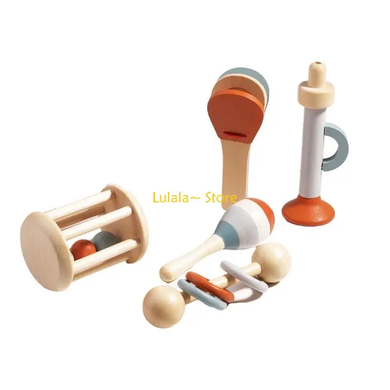 Y4QA 5pcs 나무 음악 세트 악기 장난감 유치원 어린이 Orff 음악 장난감 아기 선물 음악 학습 타악기 장난감