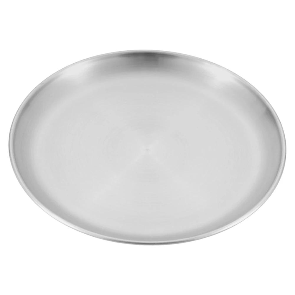 1 PCS  Stainless Steel  Plates For Outdoor Picnics  Heat Resistant Set Metal  Dinner Dishes Reusable  Round Plates For BBQ