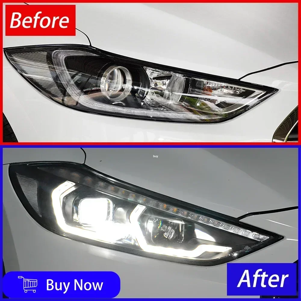 لشركة هيونداي إلنترا 2016-2020 مصابيح السيارة الأمامية LED مجموعة المصابيح الأمامية للسيارات ترقية BMW نمط 2 عدسة العارض أداة الملحقات #3
