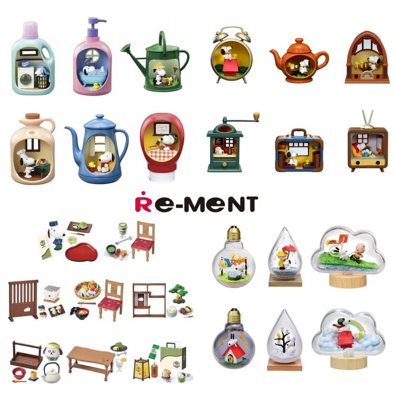 Véritable boîte entière Re-Ment Snoopy modèle Miniature couronne café boulangerie Restaurant occidental rencontre boîte aveugle Collection