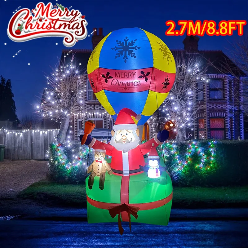 

Christmas Decoration Inflatable Toys Hot Air Balloon Santa Claus with LED Light 2.7M Inflatable Model Indoor Outdoor Decor