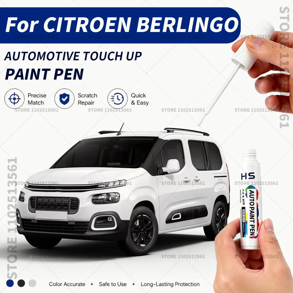 

Car Touch Up Paint Pen Scratch Chip Repair Paint For CITROEN BERLINGO Cumulus grey lcy white Perla nera black green