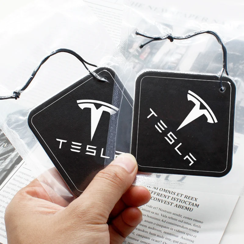 2Pcs Car badge Air Freshener Auto Interior Rearview Mirror Pendant Emblem Accessory For Tesla Model 3 Model S X Model Y Roadster