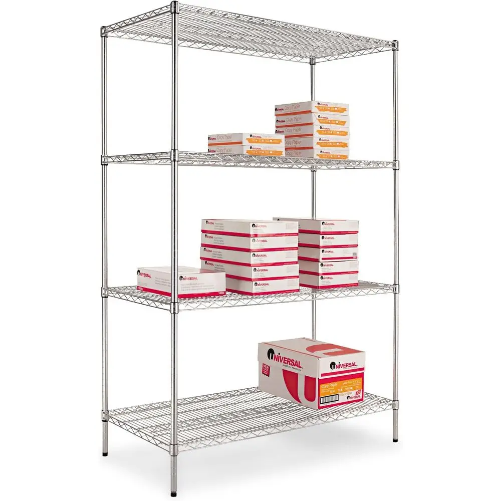 

Industrial Grade Heavy-Duty 4-Shelf Wire Shelving Kit, 48W x 24D x 72H, Silver