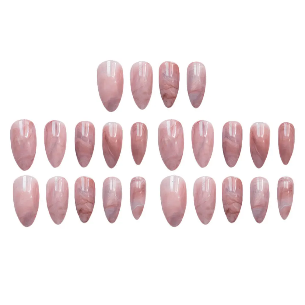 

24Pcs Long Marble False Nails Full Cover Designed Fake Nails Women DIY Christmas New Year Party Nail Art False Nail