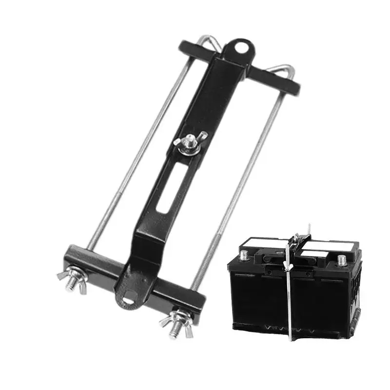 Car Battery Hold Down Car Battery Crossbar Tie Down Holder Metal Iron Construction Bolts Included Space-Saving Battery Fixing