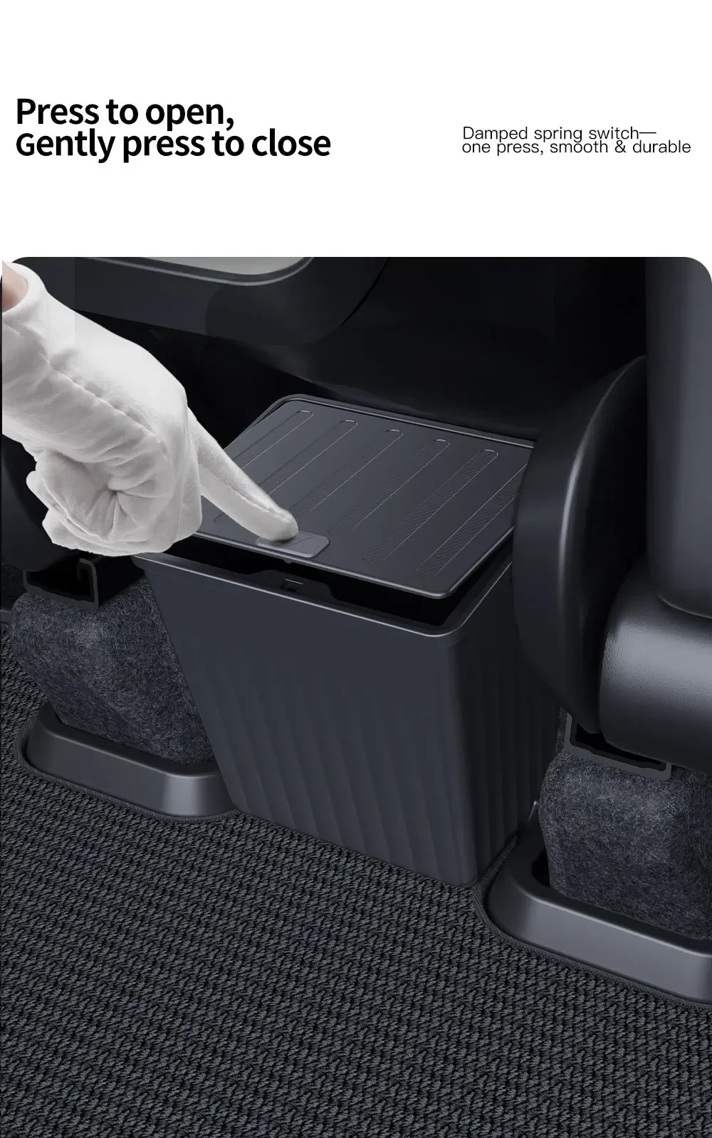 Für Tesla Model Y Juniper 2026 2025 Vorderer und Hinterer Sitz-Aufbewahrungsbox mit Abdeckung, Auto-Mülleimer, Regenschirm-Organizer, Zubehör – Detail 5