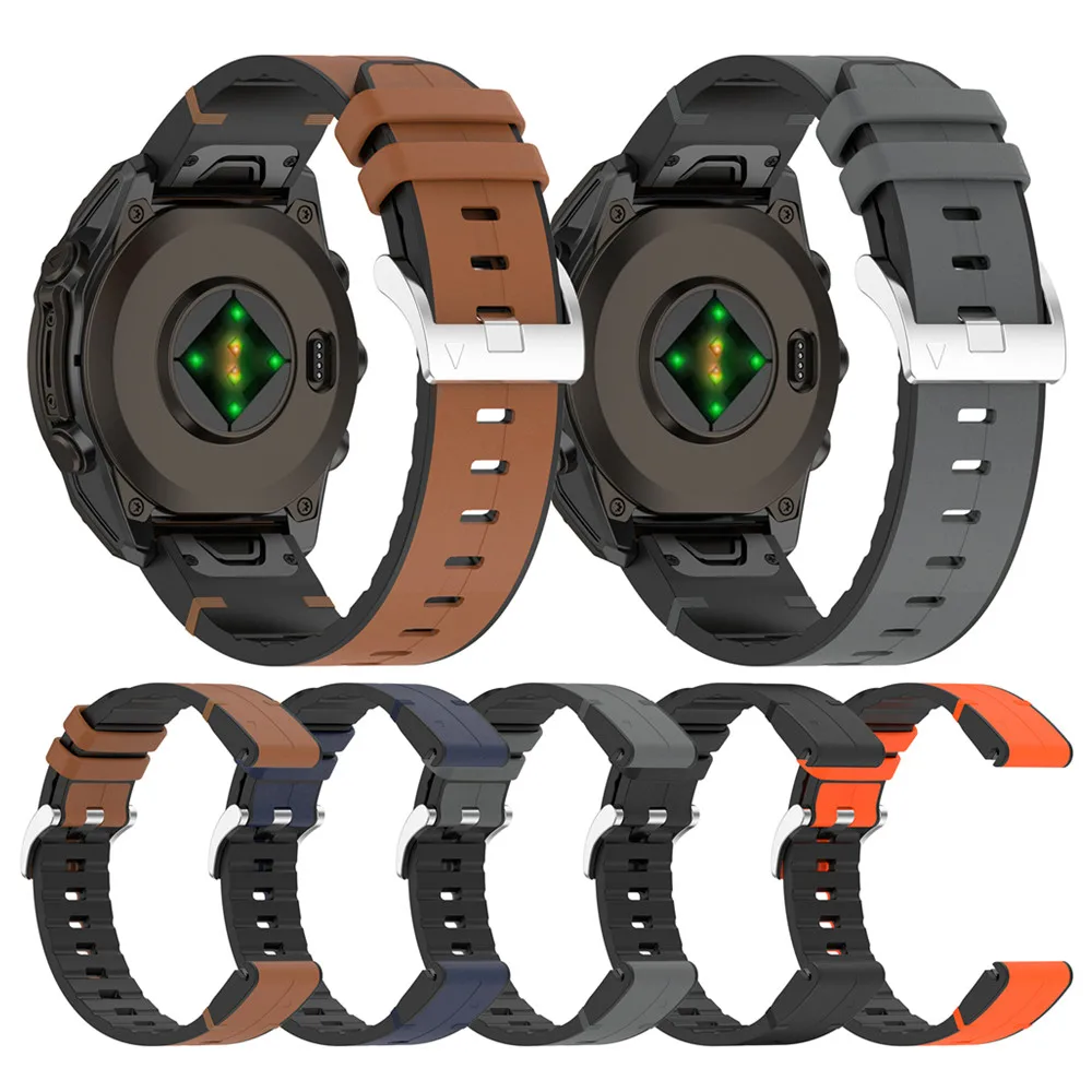 

20 мм 22 мм 26 мм Силиконовый кожаный ремешок для часов Браслет для Garmin Quatix 8 / Tactix 8 / descent G2 / instinct 3 / instinct E