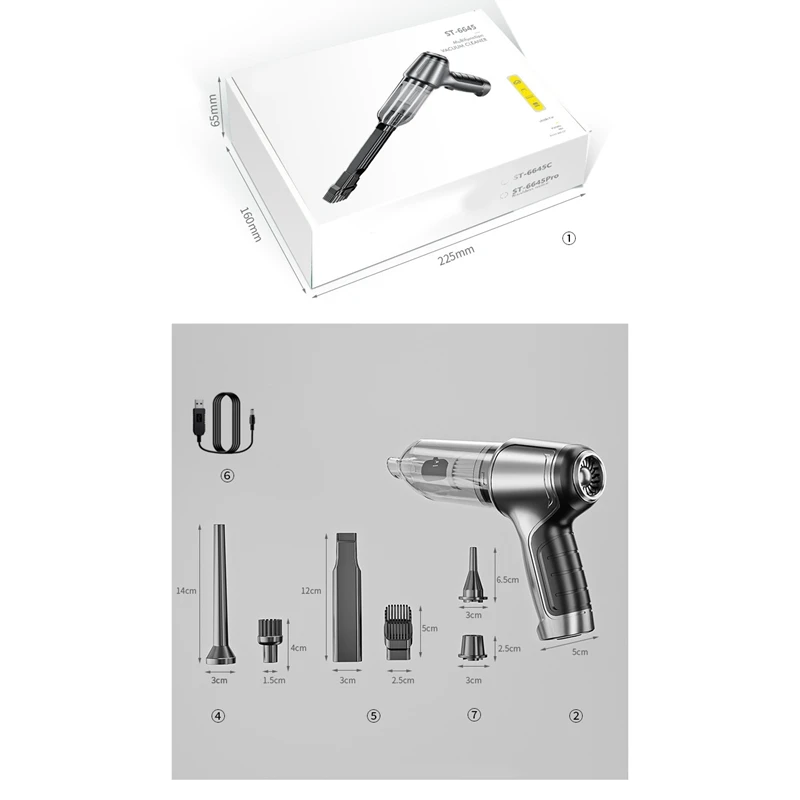 เครื่องดูดฝุ่นในรถยนต์แบบมือถือไร้สาย12000PA เครื่องดูดฝุ่นแบบมือถือ ABS พลังงานสูง