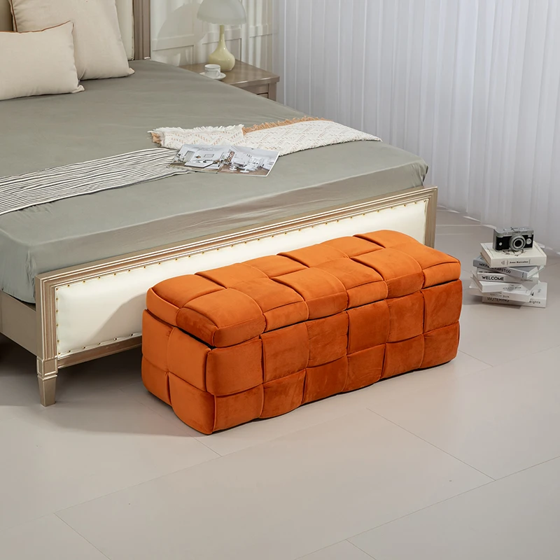 Storage Ottoman,Bedroom End Bench,Upholstered Fabric Storage Ottoman with Safety Hinge, Entryway Padded Footstool, Ottoman Bench