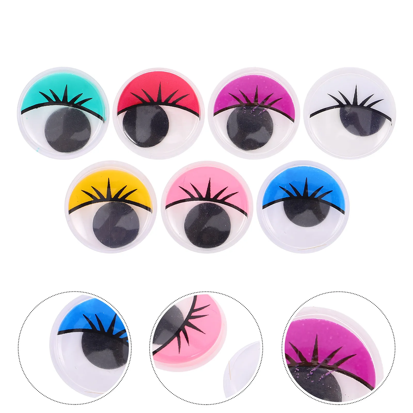 50Pcs Colorful Self-Adhesive Googly Eyes with Lashes 20Mm Round Plastic Craft Eyes for DIY Stuffed Animals Puppet Making
