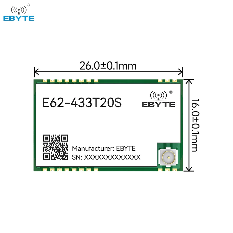 433MHz Full Duplex Module UART EBYTE E62-433T20S Automatic Frequency Hopping 20dBm 1000M Distance IPEX/Stamp Hole SMD Module