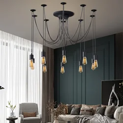 3/6/8/10 Heads Diy Art Spider Chandelier Hanging Lamps Vintage Industrial Ceiling Pendant Light Home Suspension