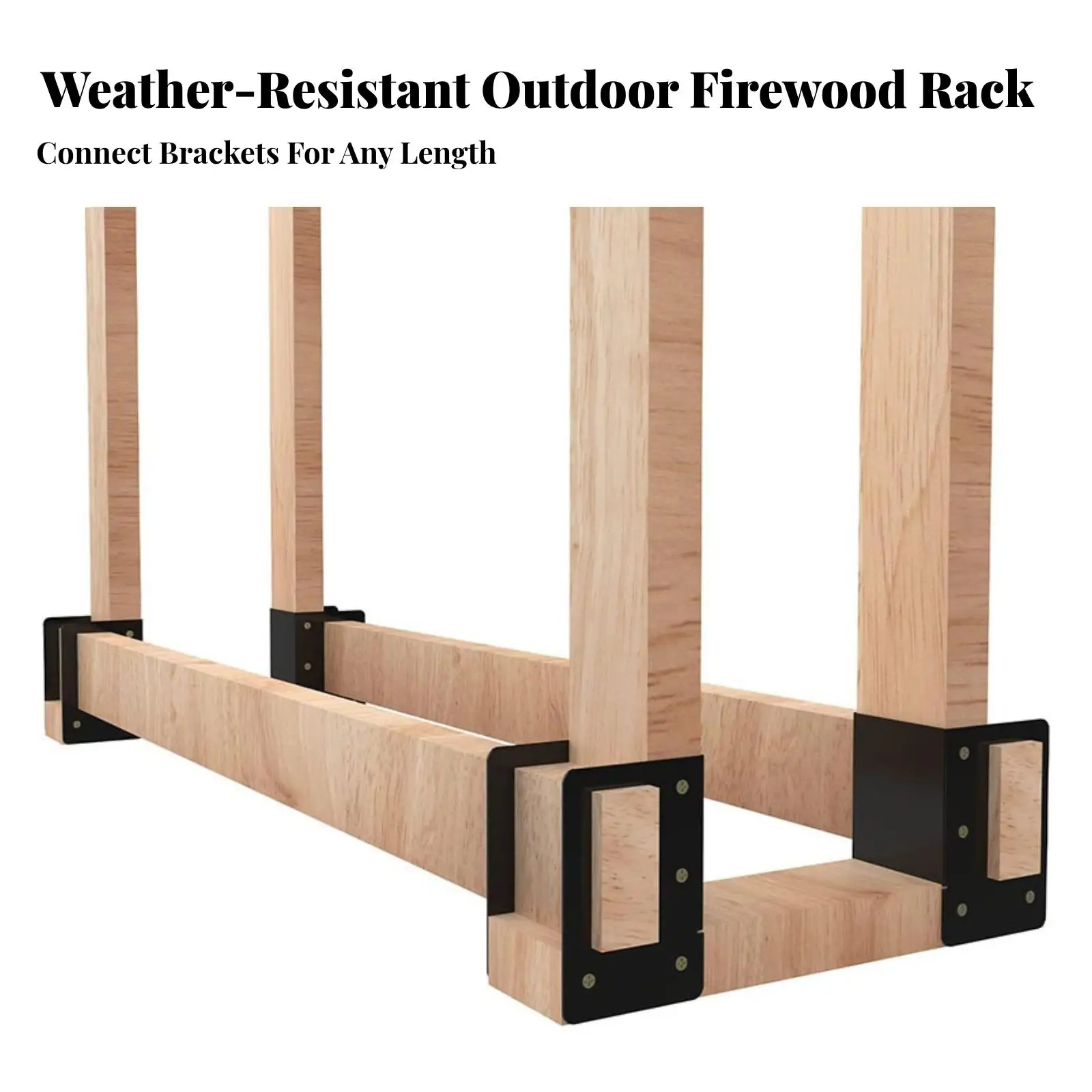 Weather Resistant Firewood Rack Stand for Logs with Customizable Size Support Bracket for Yard