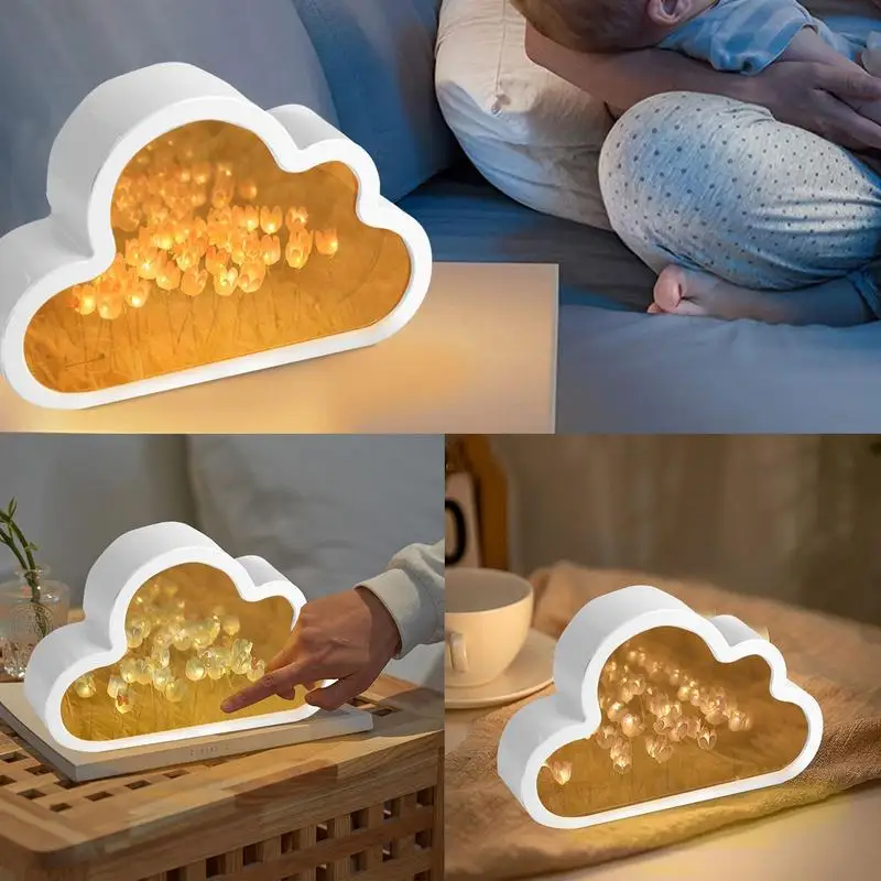 DIY Tulip Night Light Romantic And Cozy Lights Handmade Tulip Night Light Simulation Remote Control Heat Shrinkable Bedside Lamp