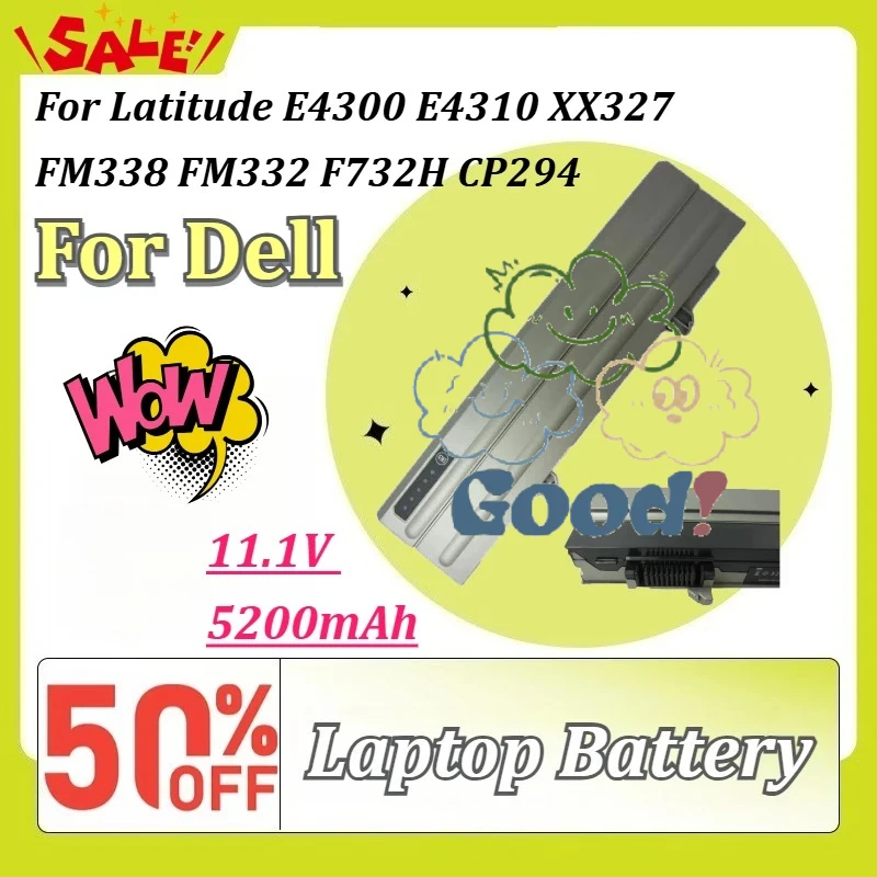

High-Capacity 11.1V 5200mAh Replacement Laptop Battery for Dell Latitude E4300 E4310 XX327 FM338 FM332 F732H CP294 Safe Stable