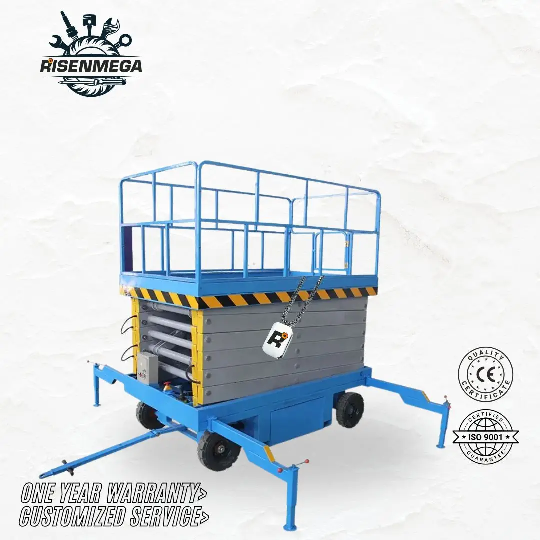 

Risenmega Best Price Durable CE ISO9001-Certified Mobile Scissor Lift Platform 500KG 1000KG Lifting Safety Machine New