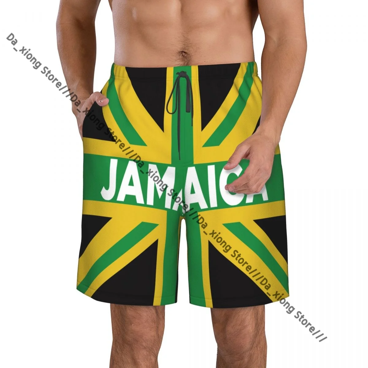 

Men Beach Short Quick-drying Swimming Trunk Jamaican Flag Swimwear Swimsuit Bathing Shorts