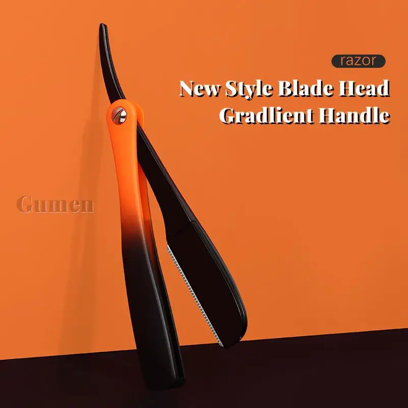 New Manual Folding Shaving Razor Blade Replacement Men ABS Gradient Handle Straight Edge Barber Razor Holder