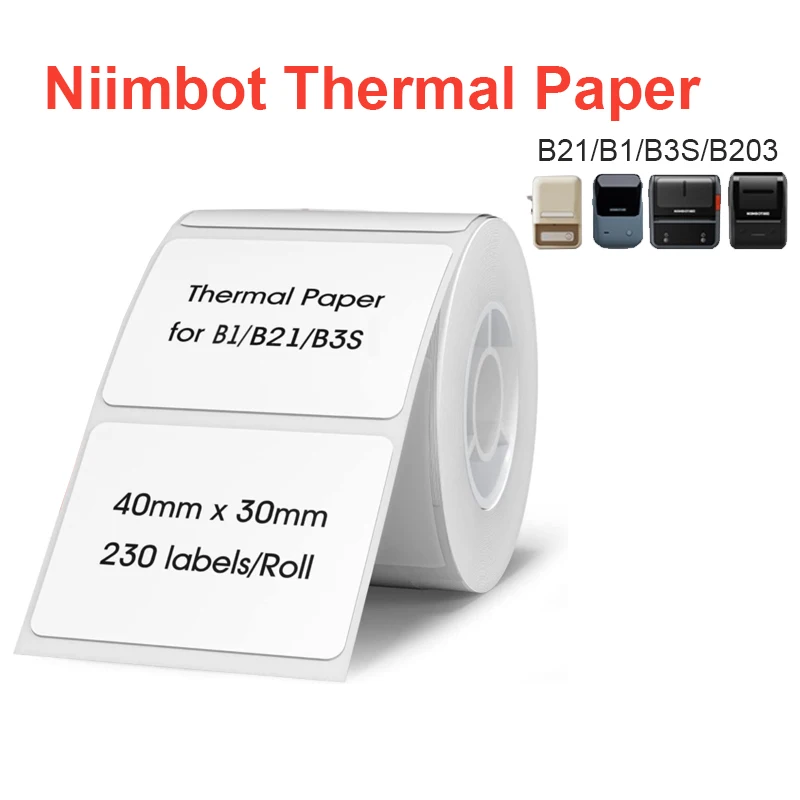 Niimbot Label  White Paper Sticker B1 B21 B203 Label Maker Tape Bigger Size  40*30mm 50*30mmB3S for NIIMBOT Labeller