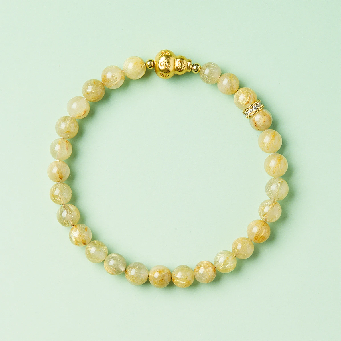 Natural Golden Rutilated Quartz Bracelet, Collector Grade Yellow Hair Crystal Healing Beaded Hand Chain, Birthday Gift for Women