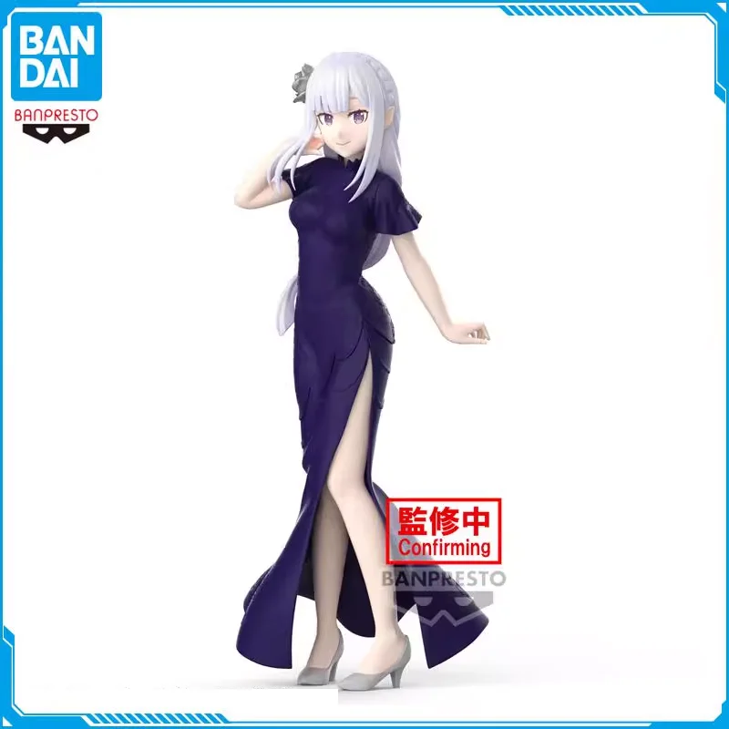 Bandai Glitter＆Glamours Re:zero Starting Life in Another World Emilia Cheongsam Ver Action Figures Collectible Model