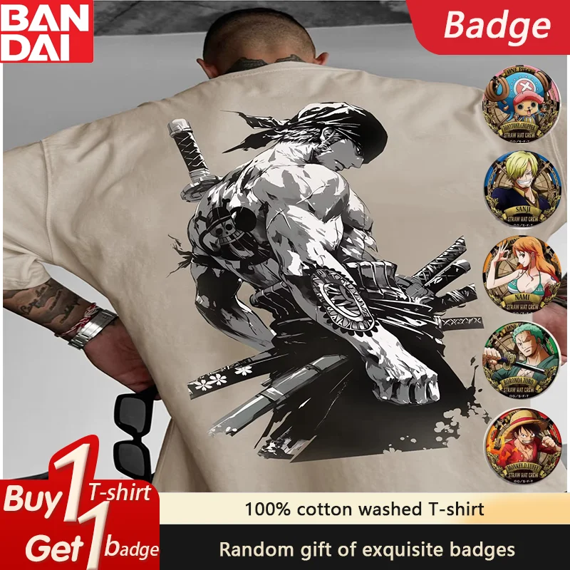 

2025 Luffy Sauron ONE PIECE Animation Derivatives Animated Printed Loose Cartoon Men's and Women's T-Shirts