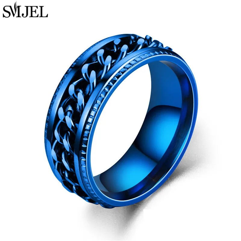 Cooler Edelstahl-Drehkettenring für Männer, Multifunktionaler Modischer 8mm Fidget-Spinner-Ring, Paar-Schmuck, Bague Homme 2024