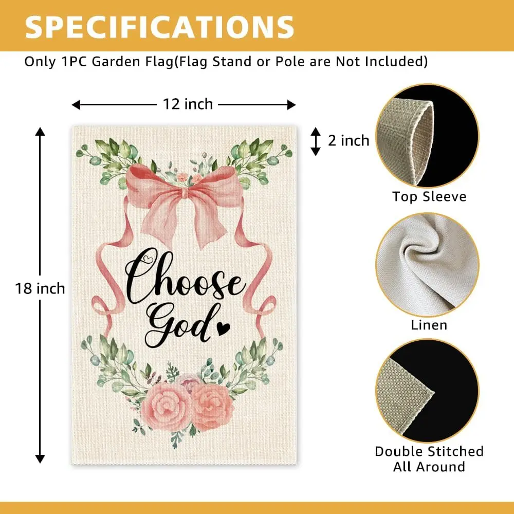 Choose God Garden Flag, Double Sided Yard Outdoor Farmhouse Lawn Porch Decor, Inspiring Faith Bible Quotes Flag, Religious G IIC