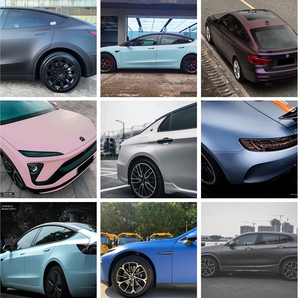 Pellicola autoadesiva per carrozzeria auto da imballaggio automobilistico. Involucro in vinile nero opaco puro