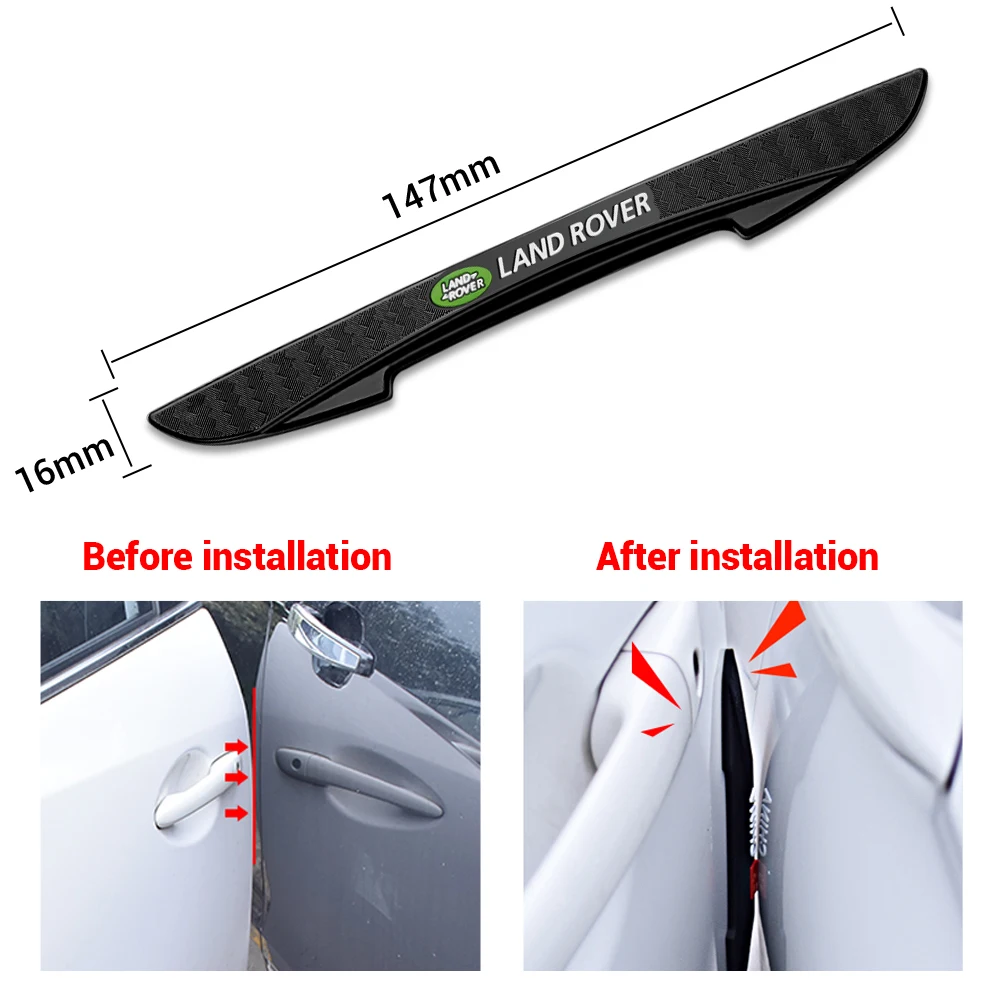 4pcs black Rubber Car Door Edge Protection Stickers Anti Collision Strips For Land Rover Range Rover Sport Freelander 2 Evoque