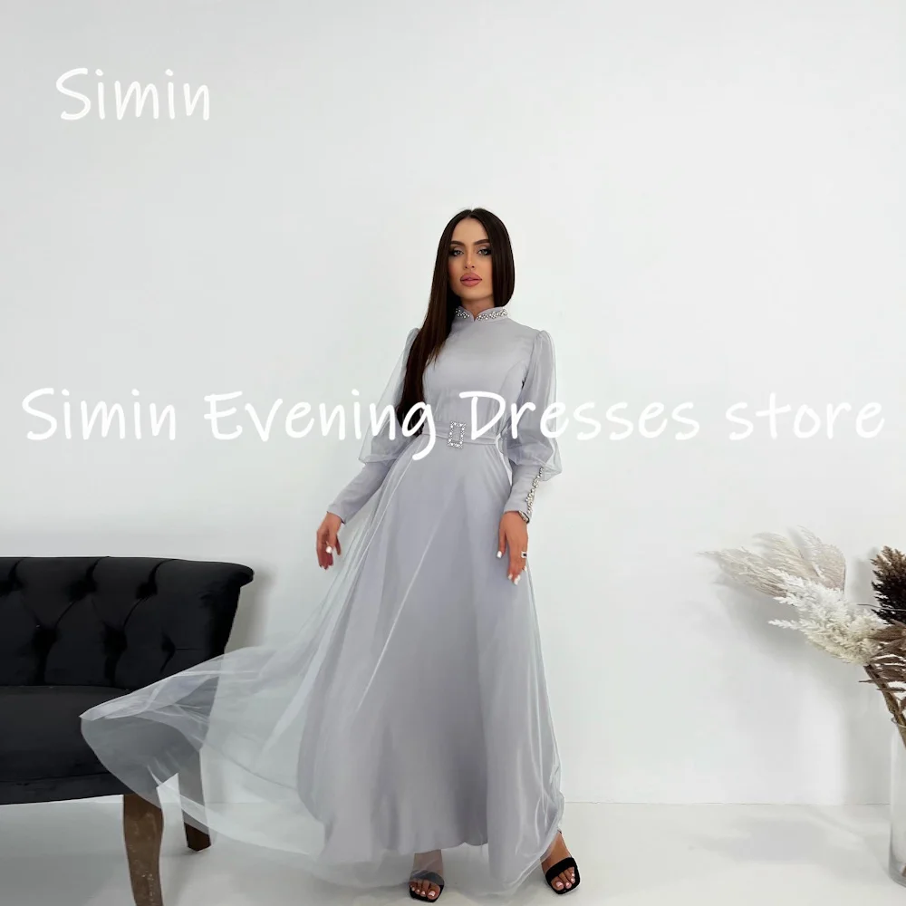 

Simin Tulle A-line Scoop Neckline Popular Ruffle Formal Prom Gown Ankle-length Evening Elegant Party dresses for women 2023