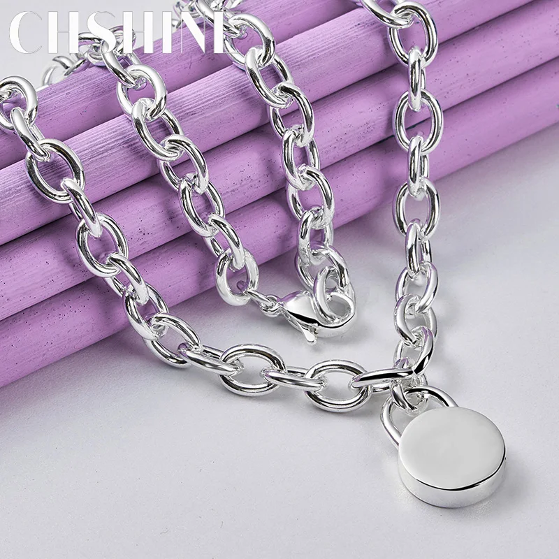 CHSHINE 925 Sterling Silver Circular Lock Necklace For Women's Wedding Engagement Fashion Charm Jewelry