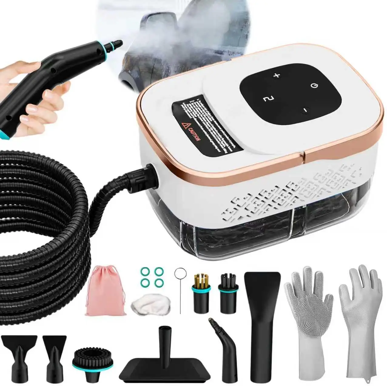 High-Temperature Steam Cleaner with 6 Levels, 42oz Tank & 11 Accessories for Home, Car, Tile, and Floor Cleaning