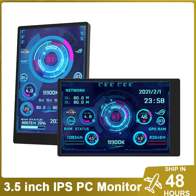 

3.5 Inch Mini PC Monitor,320*480 IPS PC Secondary Screen,DIY PC Gaming Cabinet Temperture DATA LCD Display tela monitoramento