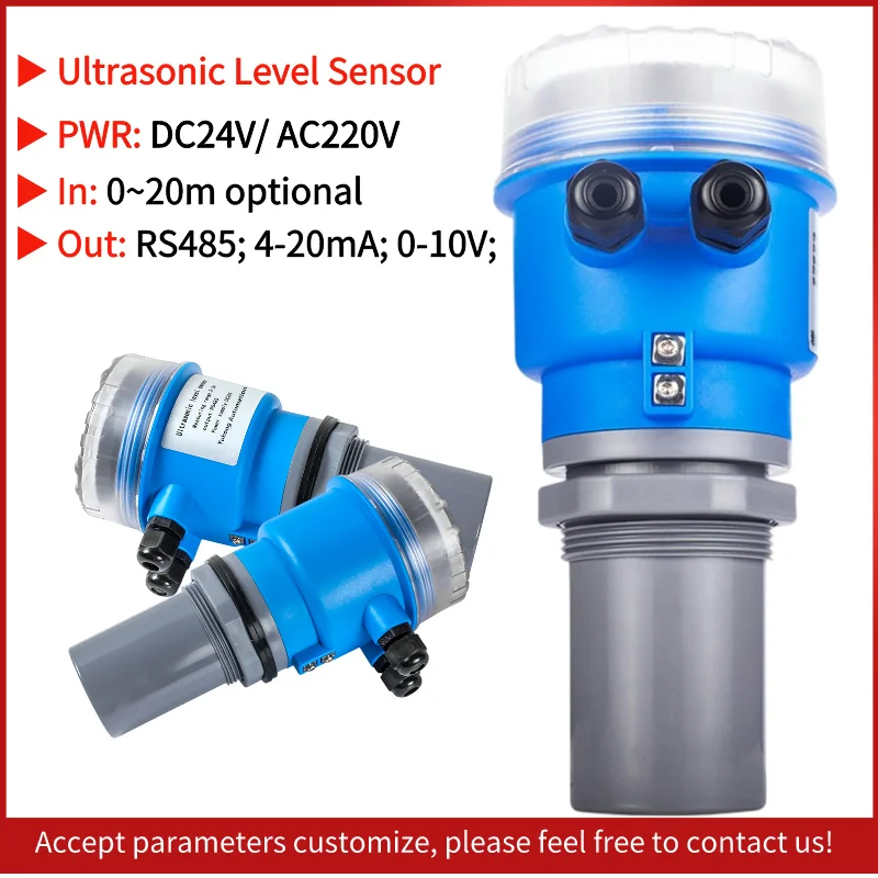 

YK-CS280 Non contact Ultrasonic level sensor Transmitter DC24V 5m 10m range 4-20ma RS485 liquid water meter