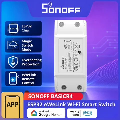 SONOFF BASICR4 WiFi Smart Switch ESP32 Relay Magic Switch EWeLink App Remote Control Alexa Google Home With S-MATE2 R5 1-10PCS