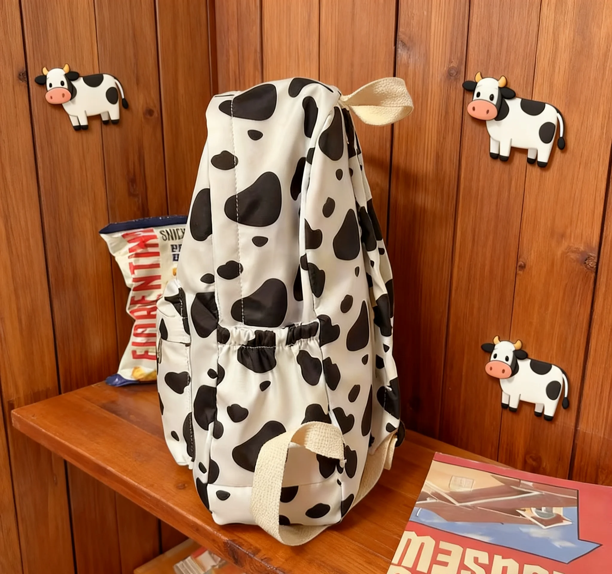Mochila de moda para niños de alta calidad, bolso escolar con estampado de vaca para niño y niña, estilo Boutique al aire libre para adolescentes