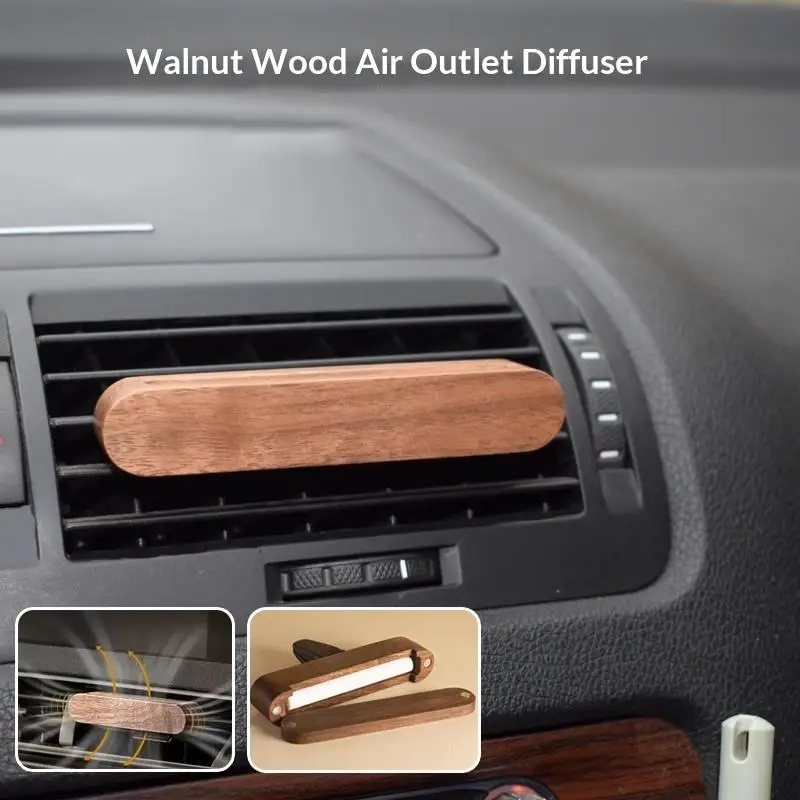 1Set Car Aroma Diffuser Vent Clip Air Outlet Perfume Freshener Wood Essential Oil Aromatherapy Holder With Fiber Diffuser Stick