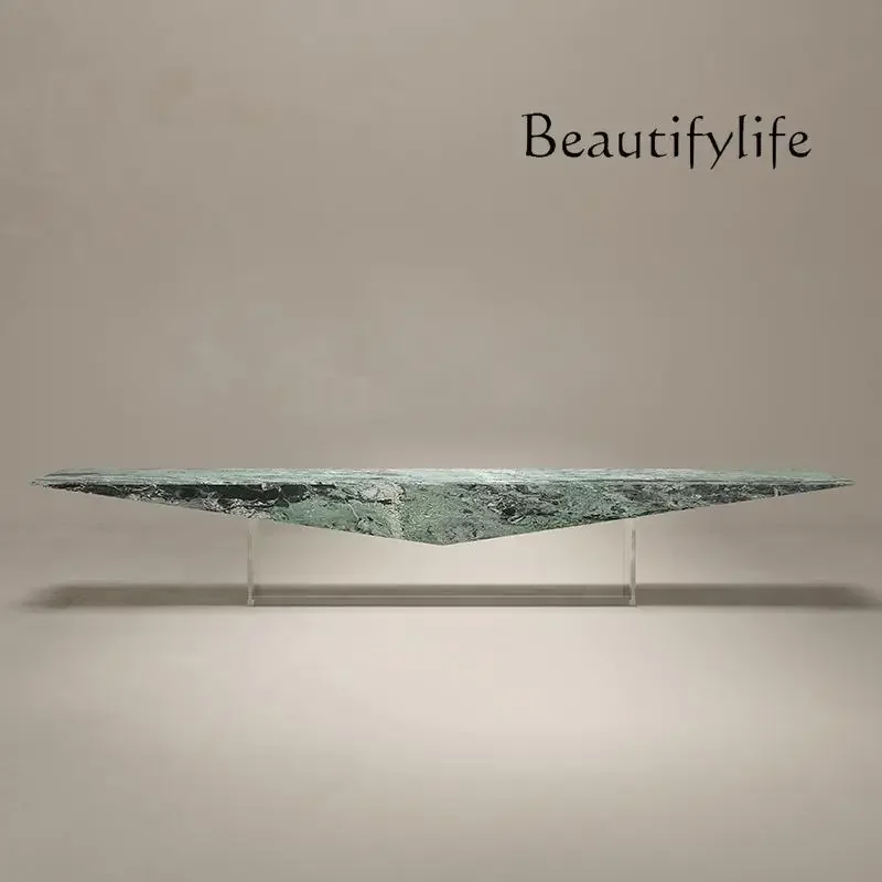 HI X "مجموعة حامل تلفزيون إيطالي بسيط - وحدة تحكم وسائط من الرخام الطبيعي والأكريليك، حجر فاخر مخصص صديق للبيئة من ENF"