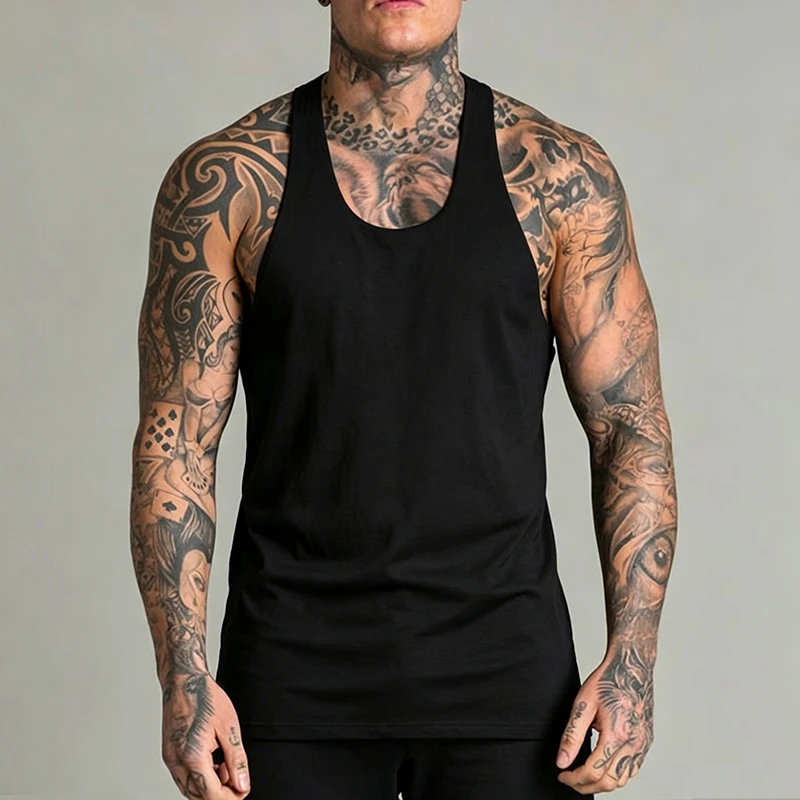 Summer Mens Running Vests Gym Workout Trainning Fitness Muscle Shirt Y-back Cotton Plain Breathable Bodybuilding Sports Tank Top