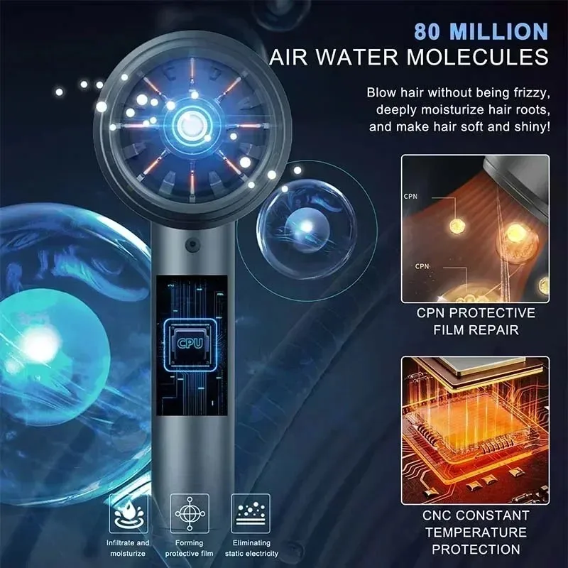 مجفف شعر احترافي بمحرك تيار مستمر، مجفف شعر كهربائي أيوني مع وظائف باردة ساخنة للسفر والاستخدام الخارجي في الفنادق