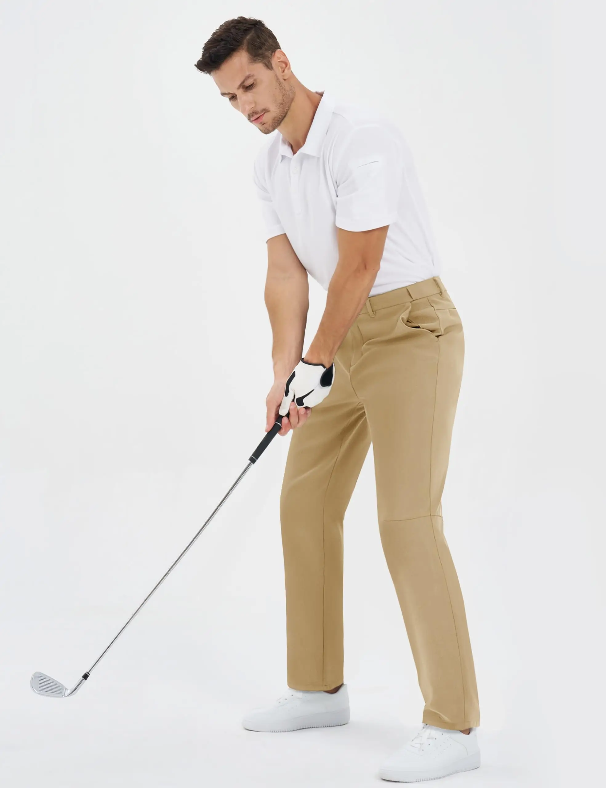 TACVASEN Herren Winter Golfhose, Fleece-gefüttert, warm, dehnbar, gerade geschnitten, Business Casual Arbeits- und Reisehose mit Taschen – Detail 16