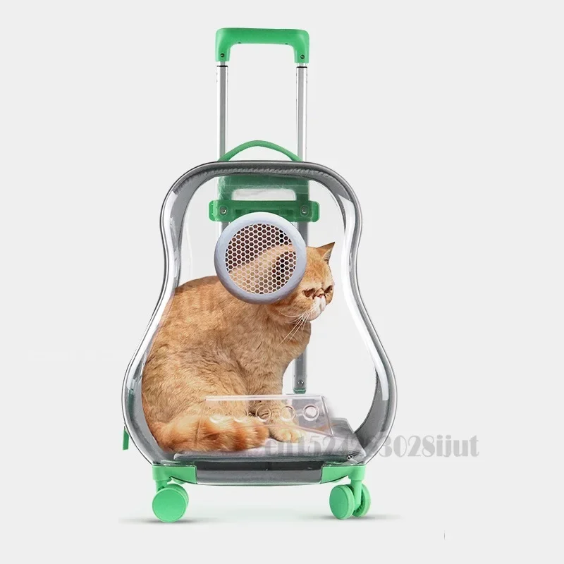 

Pet Trolley Case, Portable Transparent Space Capsule Carrier, Large Capacity with Ventilation, Cat Bag and Pet Luggage Trolley