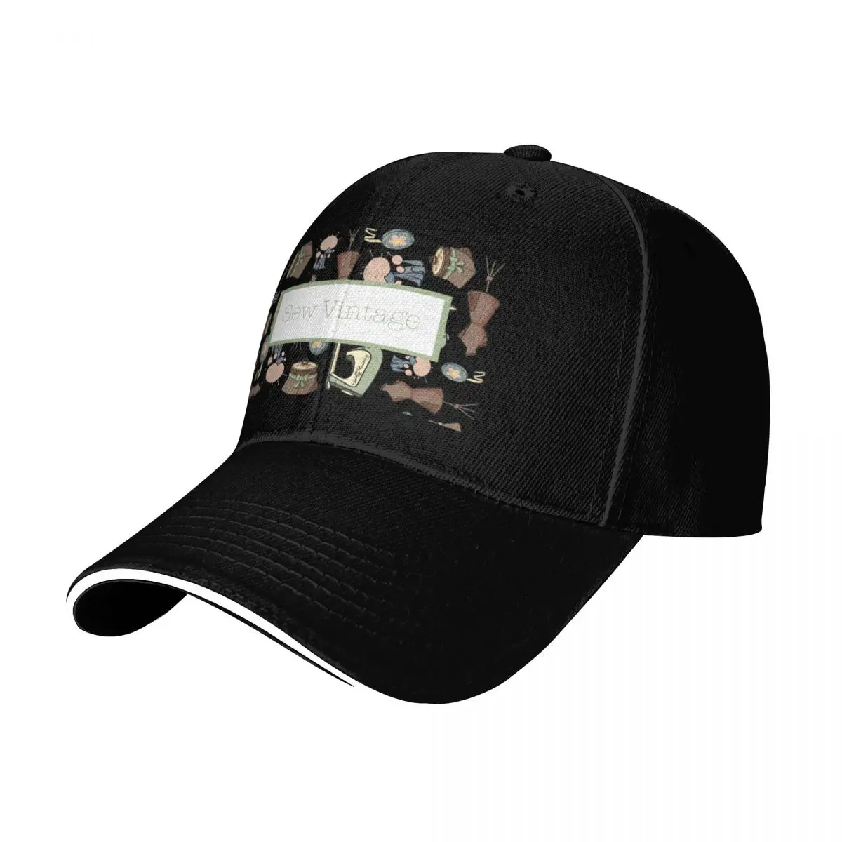 sew vintage 50s notions (with green background) Baseball Cap Gift for Him Her Casual Daily Wear Quick Dry Performance