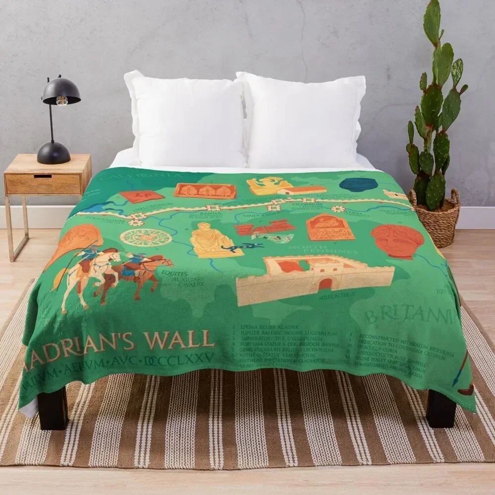 

Hadrians Wall Illustrated Map Throw Blanket Designers Bed Vintage Blankets