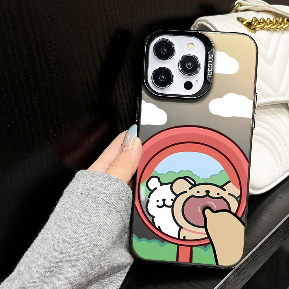 

Cartoon Maltese Dog Funny Best Friend Couple Cute Phone Case for iPhone 16 12 13 14 15 11 Max Pro Plus Laser IMD Color Shell